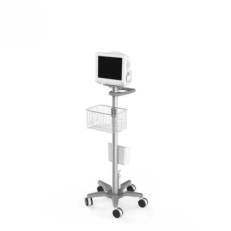 Medical Utility Cart Trolley Medical Monitor Cart Vital Signs Monitor With Basket Por     Trolley