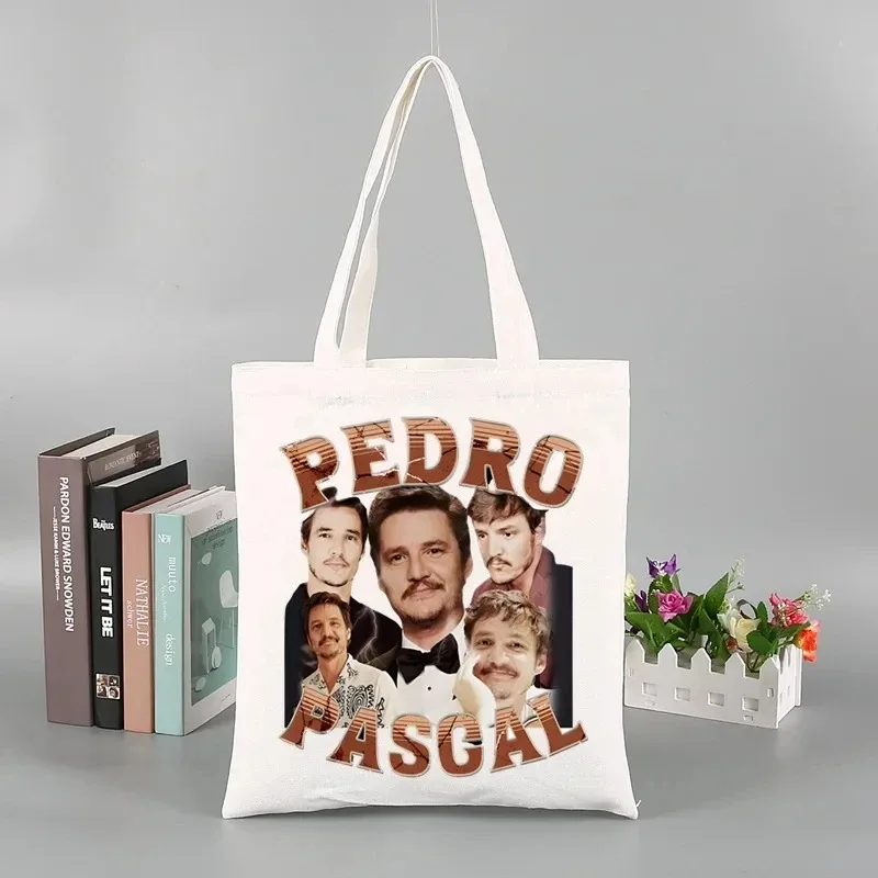 Famous Actor Pedro Pascal My Boy Friend Canvas Fashion Tote Ladies Cosmetic Bag Eco-friendly Large Capacity Portable Bag Wallet