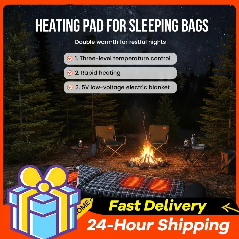 

3 Adjustable Temperature Heating Blanket Sleeping Mat with 5 Heating Zones Portable USB Heated Sleeping Bag Pad Camping Blanket