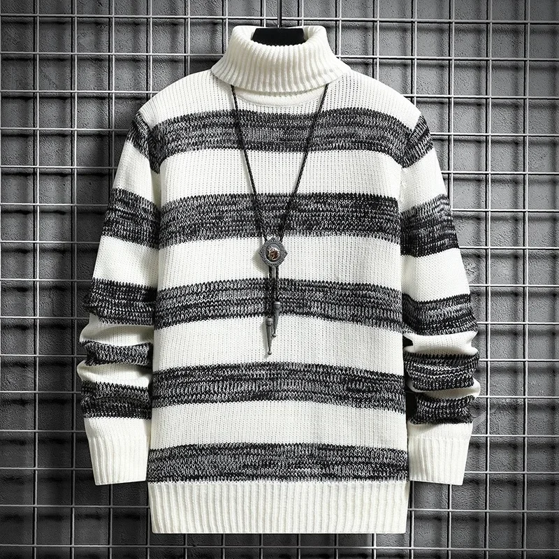 2024 Autumn and Winter New Sweater Round Neck Fashionable Warm Pullover for Men and Women Striped Sweaters