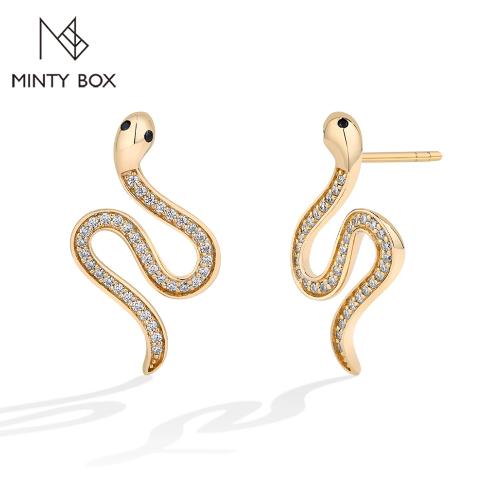

MINTYBOX Snake Lab Diamond Earring S925 Sterling Silver Moissanite Stud Earrings for Women Fine Jewelry Party Gift for Her