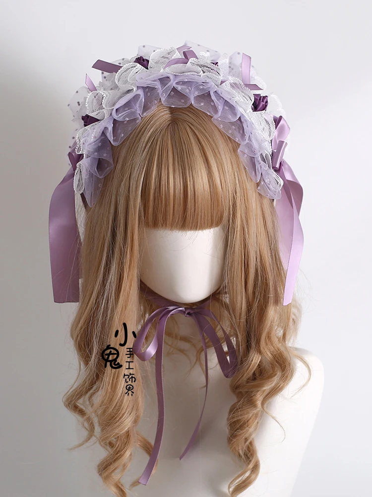 

Original Lolita Hair Accessories Purple Showa Cross Lovers Doll Handmade Headband Cute Hair Band Barrettes