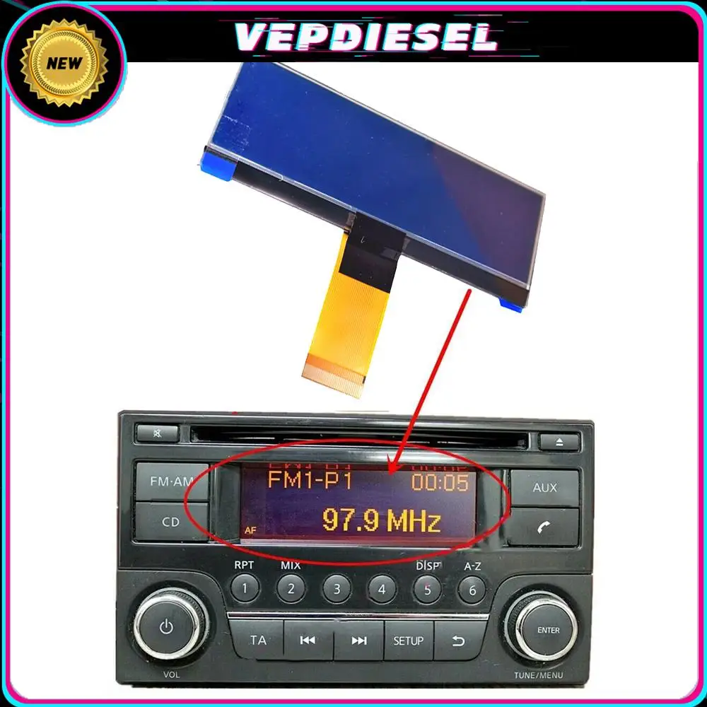 1x Car Radio LCD Display Screen For Nissan Qashqai Juke Micra Navara Note NV200 Micra X-Trail Pathfinder 28185BH30A Pixel Repair