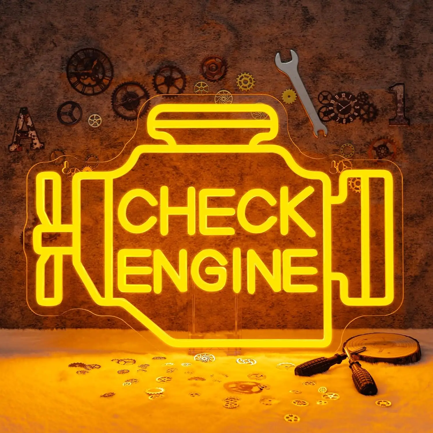 

Check Engine Neon Sign Business Signage Art Wall Light for Garage Auto Repair Shop Workshop Bedroom Decoration Gift Night Light
