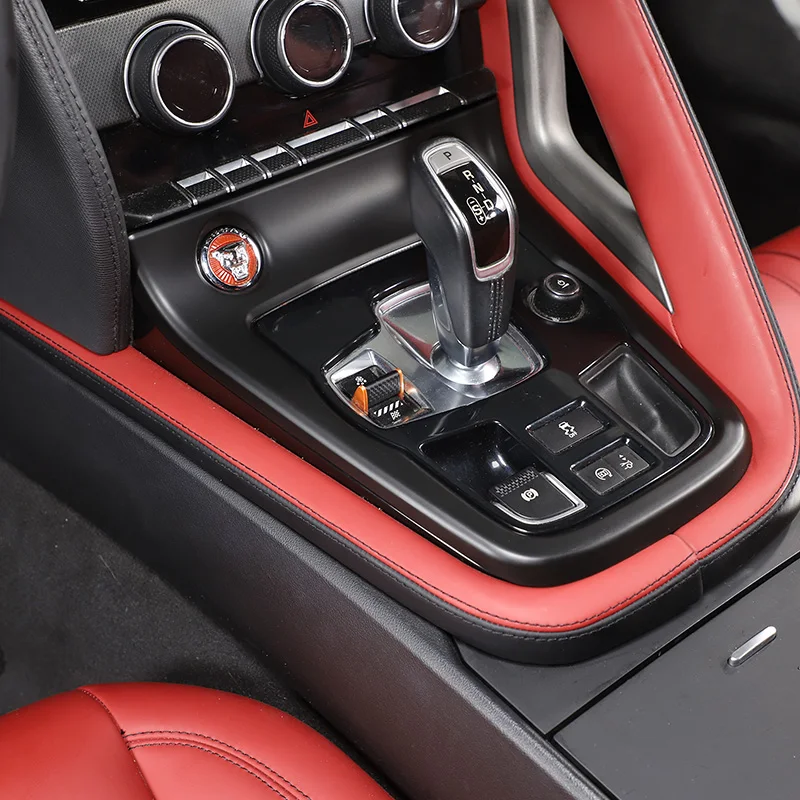 Jaguar F-TYPE 2013-2024 abs用カーボンファイバー製,車内用センターコンソール,ギアパネルカバー,ステッカー,アクセサリー