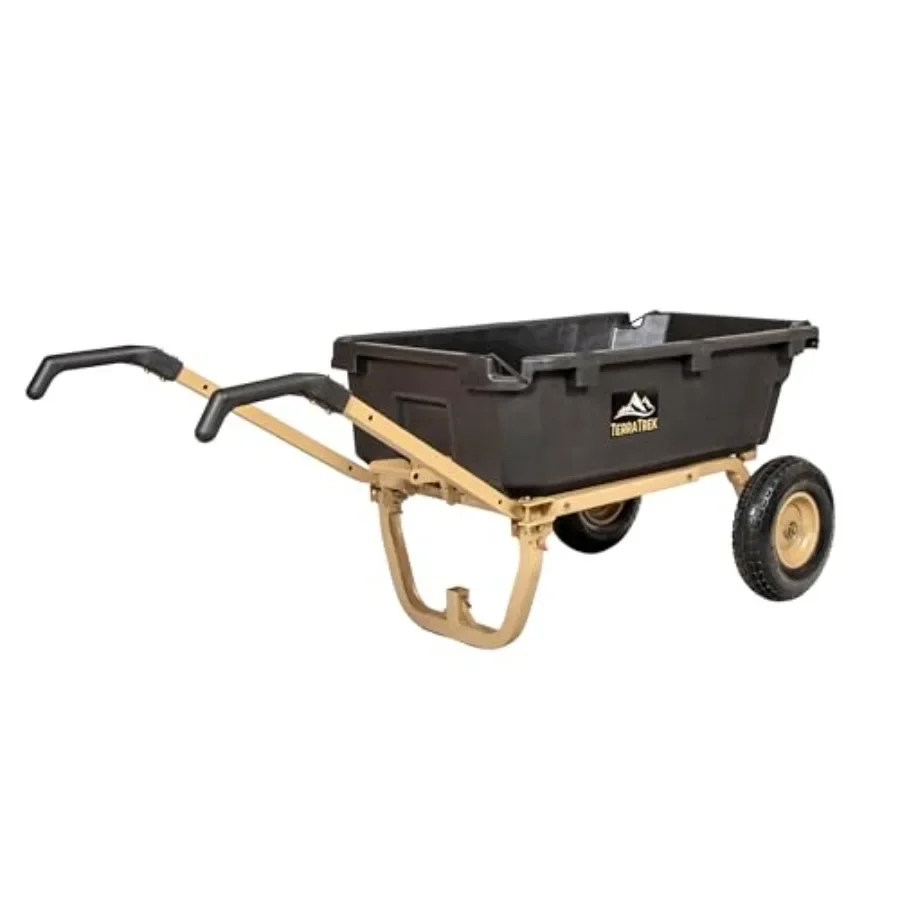 7 Cu. Ft. Garden Cart, 2-in-1 Wheelbarrow for outdoor use, steel frame, black, 600 lb capacity