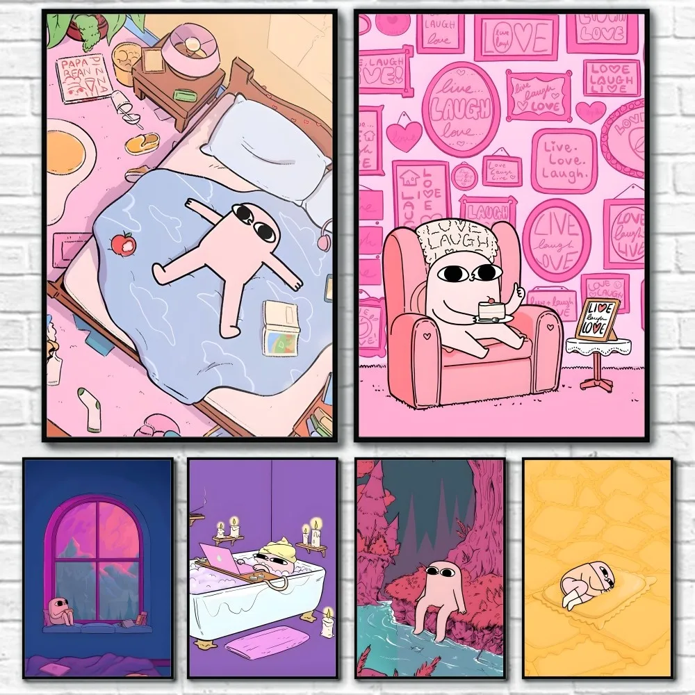 

K-KetnipzS Cute Anime Poster Sticky Wall Art Printing Waterproof Home Living Bed Room Bar Aesthetic Decor