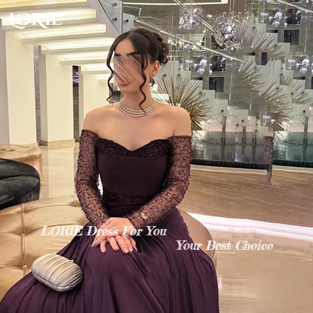 Sukienki wieczorowe LORIE z brokatowymi, błyszczącymi koralikami, luksusowe, z odkrytymi ramionami, dekolt w serduszko, plisowane, seksowne, w kształcie litery A, marszczone, sukienki na studniówkę, suknie dla panny młodej na przyjęcie.