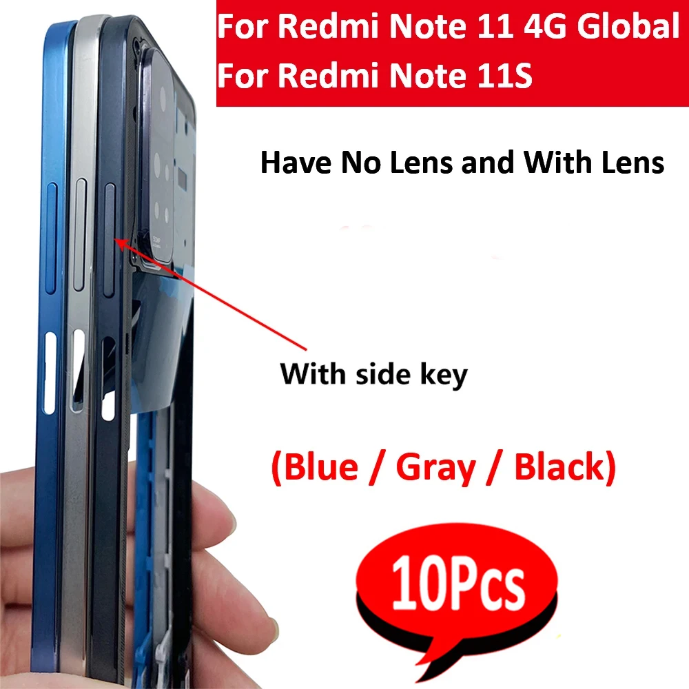 

10Pcs，NEW Tested Middle Plate Camera Glass Lens Frame Housing Back Mid Plate For Xiaomi Redmi Note 11 Global / Note 11S