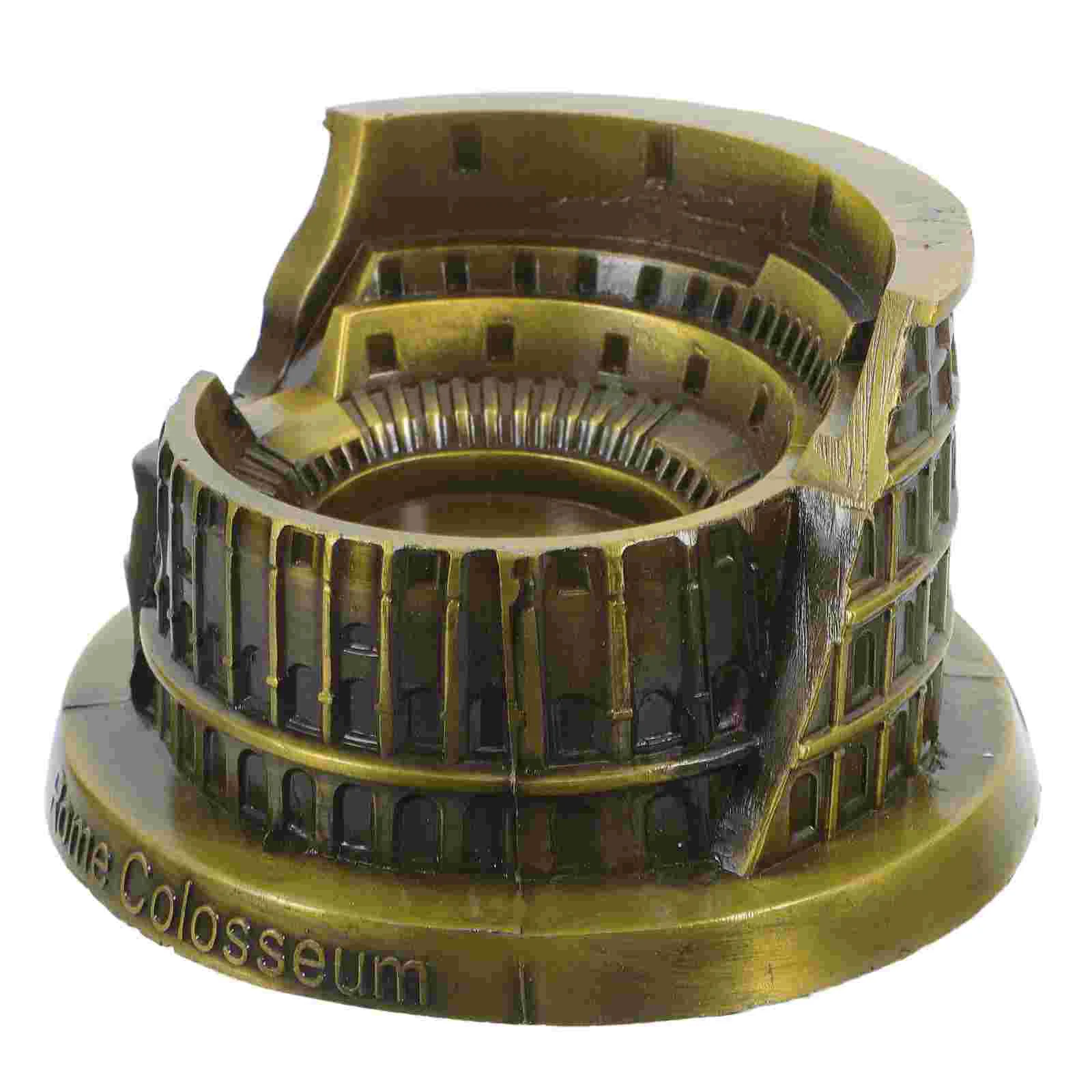 Estatua romana modelo Coliseo, escultura de escritorio, decoración de Roma antigua, edificio en miniatura, arquitectónico de aleación de Zinc