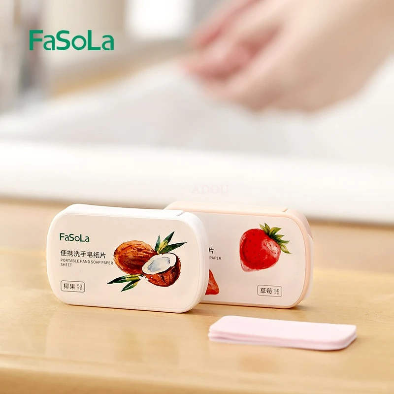 Portable Hand Washing Soap Paper (50 Pieces) Travel Hand Washing Paper Piece out Soap Paper Disposable Portable Student Petal So