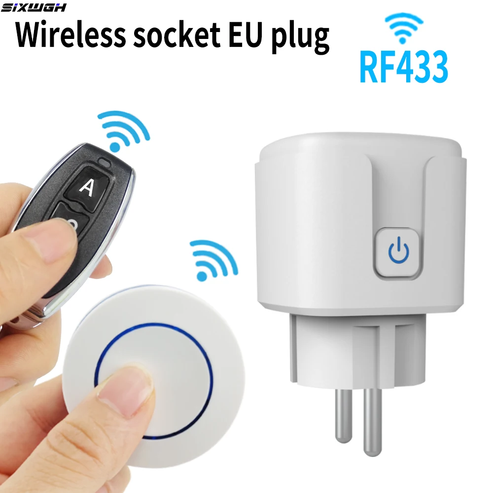 Kabellose Steckdose RF433 Smart Home Fernbedienungssteckdose 16A EU FR Universalstecker Ferngesteuert EIN/AUS Elektrisch für Beleuchtung Ventilator TV