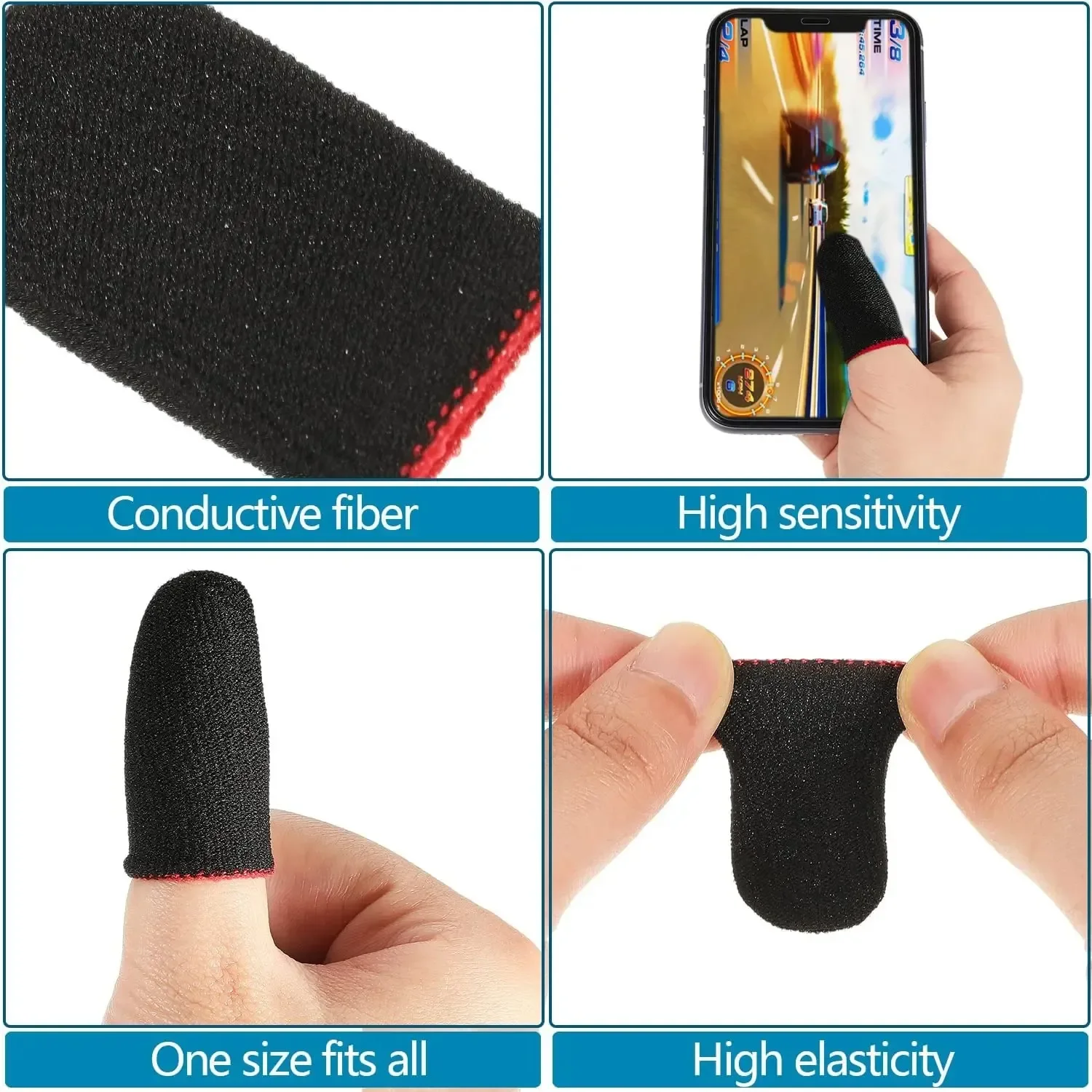 20pcs 40pcs Phone Gaming Finger Sleeves Game Hand Controller Gloves Anti Sweat Breathable Seamless Touchscreen Finger Cover