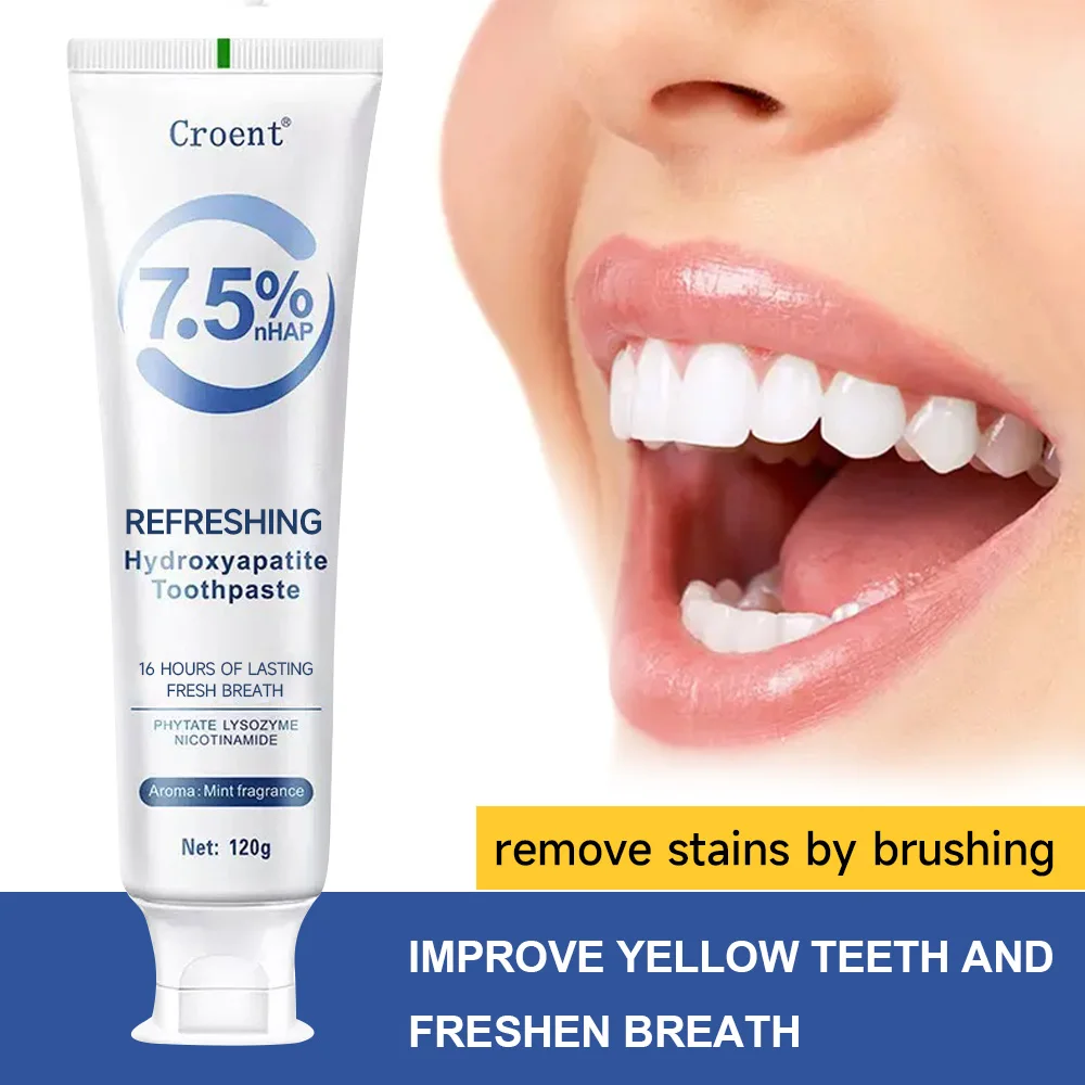 

Croent Fluoride Free Nano Hydroxyapatite Toothpaste for Remove Plaque Oral Hygiene Clean Care Breath Fresh Brighten Toothpaste