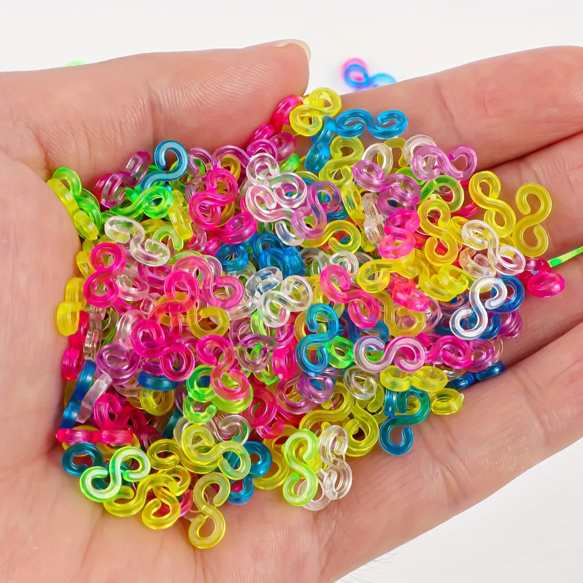 

200/600 красочные прозрачные S-образные клипсы с резиновой лентой, соединительные пряжки, сделай сам, плетеный браслет, ожерелье, соединительные аксессуары