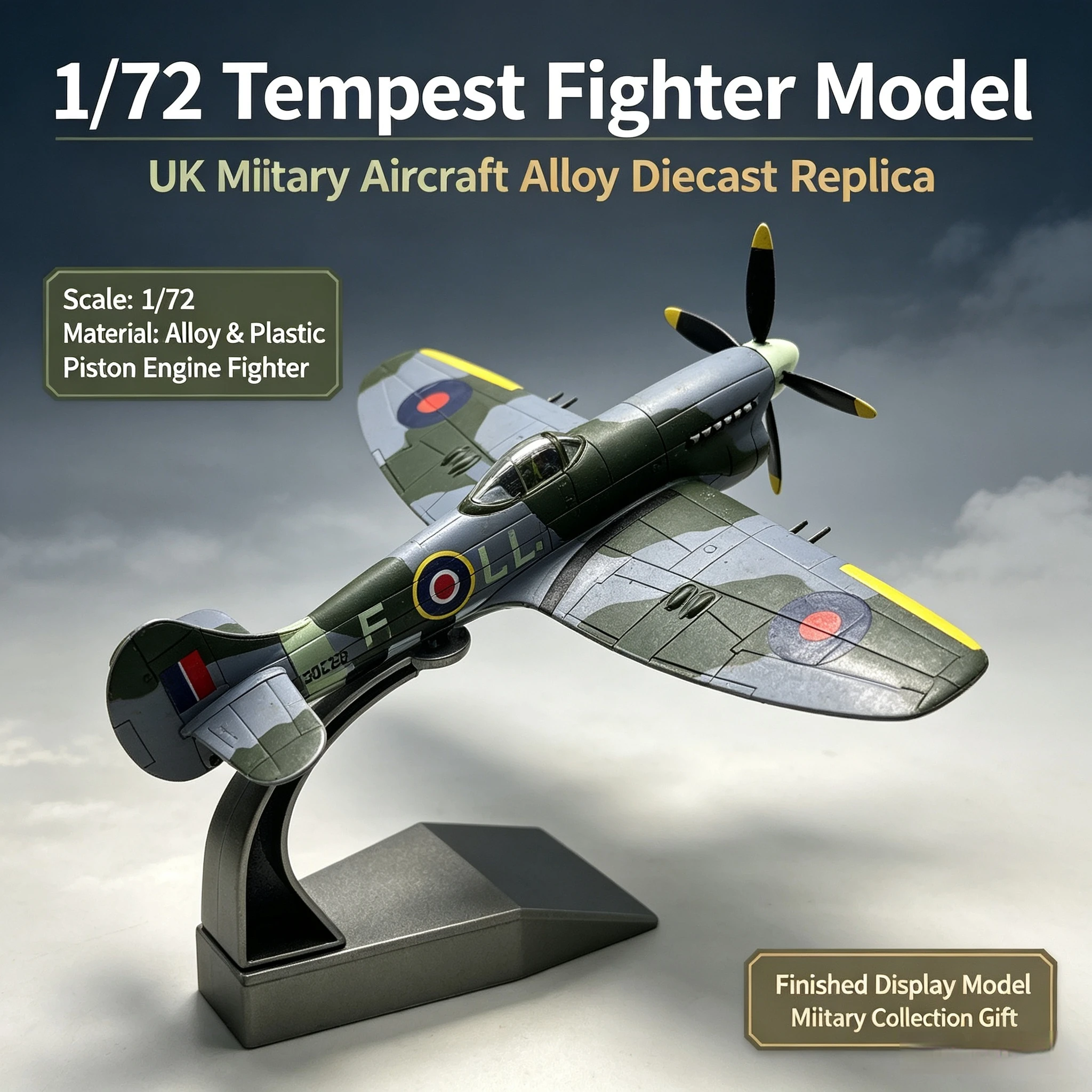 1/72 Scale British Tempest Fighter Alloy Aircraft Model Diecast Military Plane Display Collection