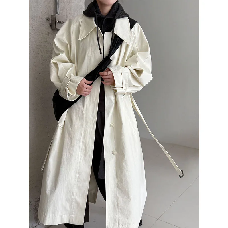 

Autumn new casual lapel long sleeve windbreaker coat women's strap slim jacket