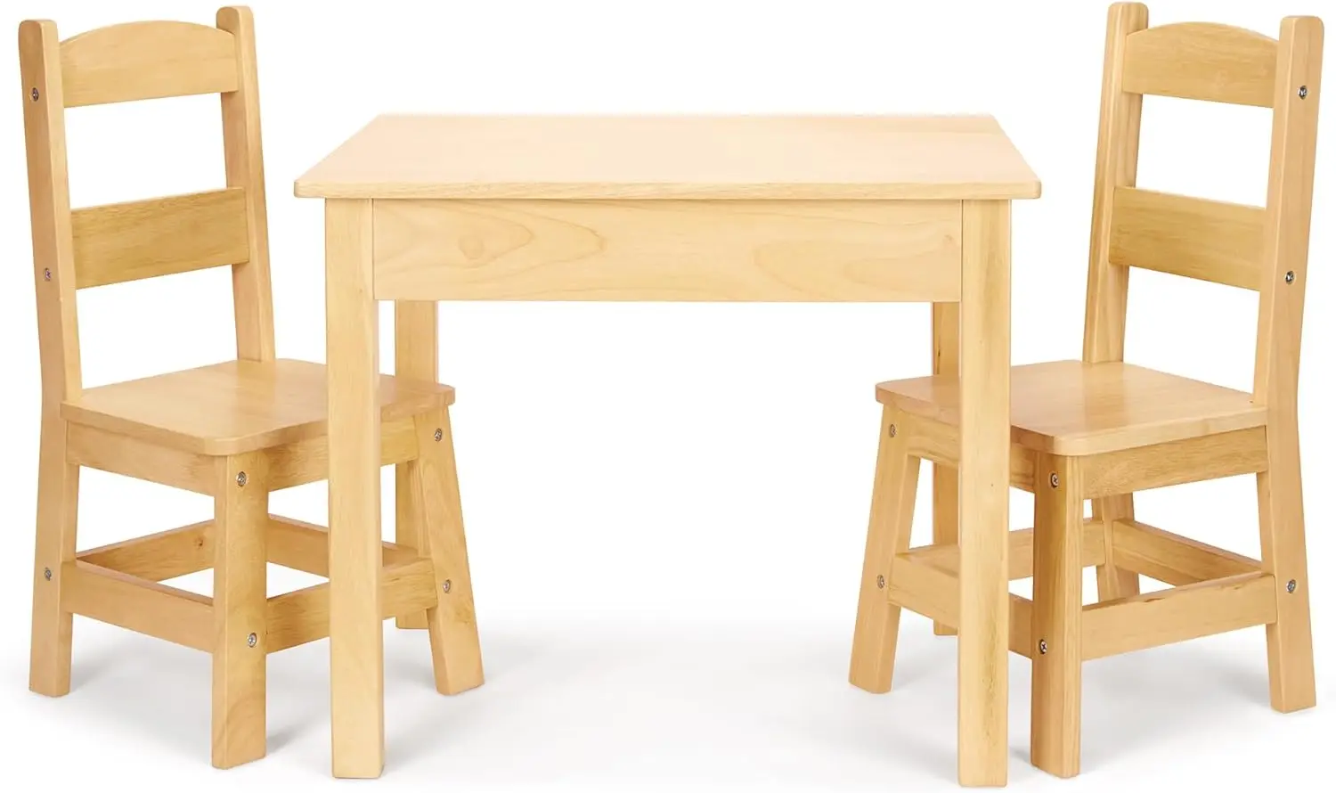 

Solid Wood Table and 2 Chairs Set - Light Finish Furniture for Playroom