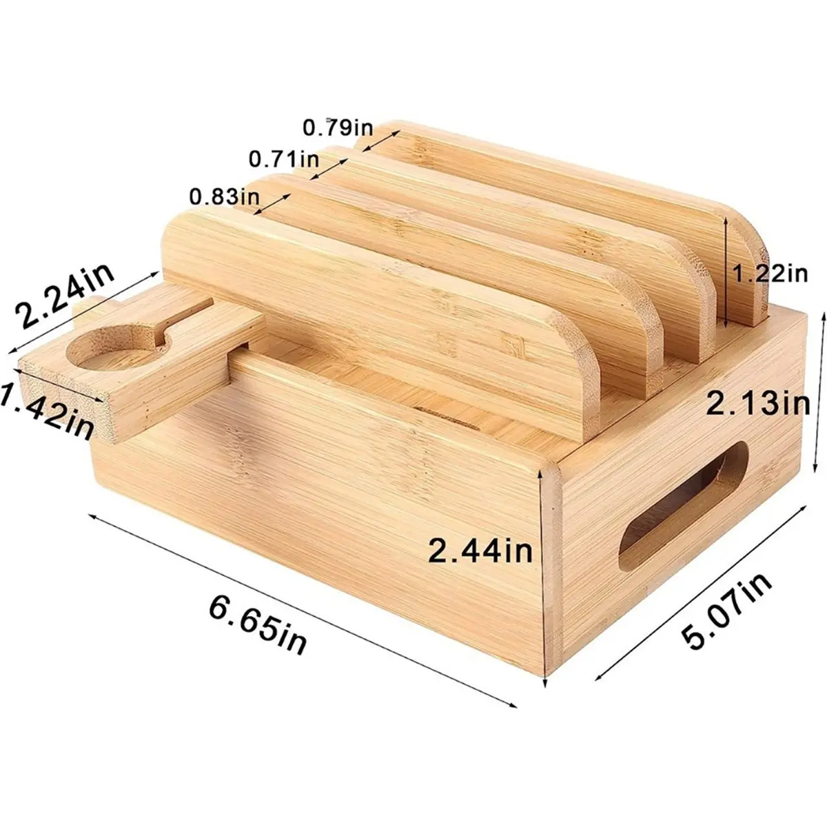 SWXF Bamboo Wood Charging Station Phone Earbuds Stand, Desk Docking Stations Electronic Organizer for Cell Phone, Tablet