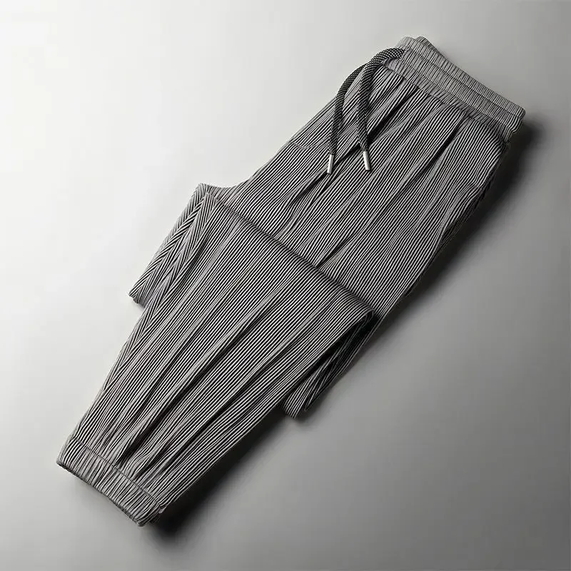 Summer Ice Silk Ultra-thin Ice Silk Pants Men's Loose Casual Pants Quick-drying Harajuku Fashion Pants Men's Thin Trousers