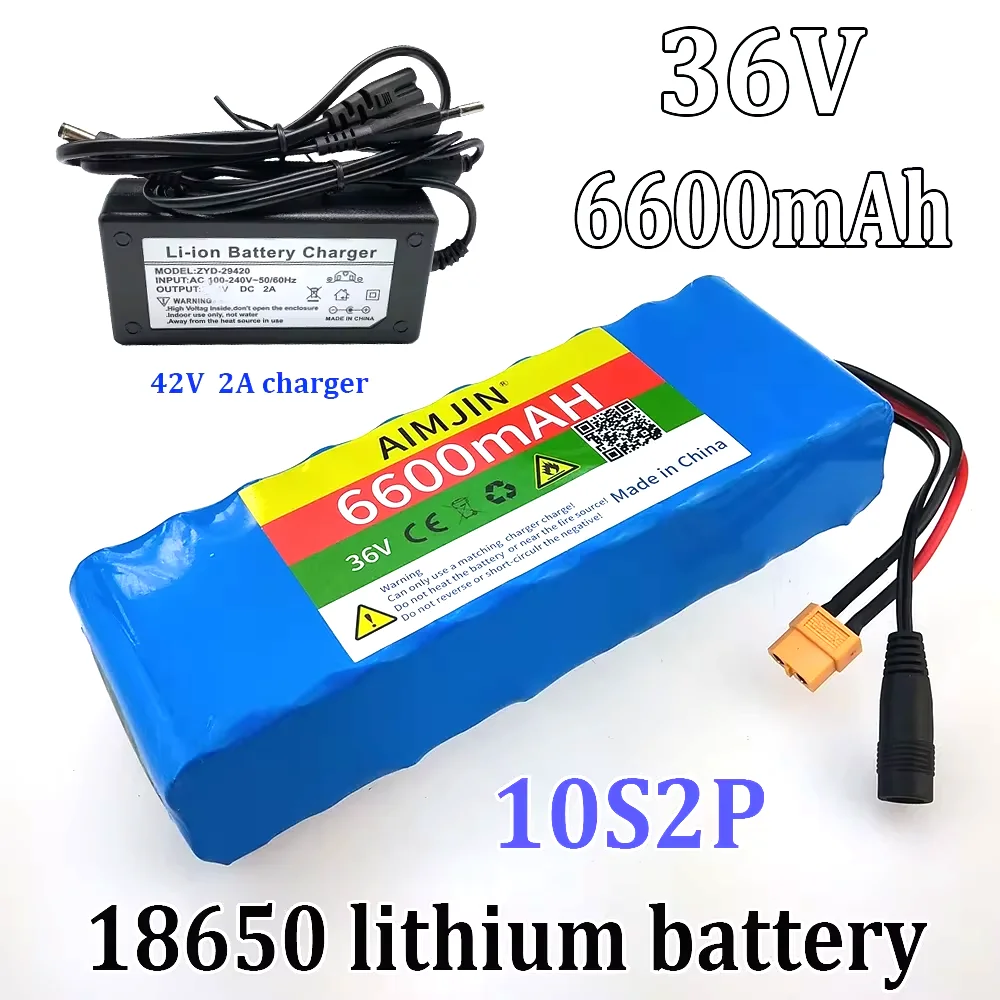 

10S2P 36V 6600 мАч, для модифицированных велосипедов, перезаряжаемая батарея для электромобилей, аккумулятор 18650 + зарядное устройство 42 В