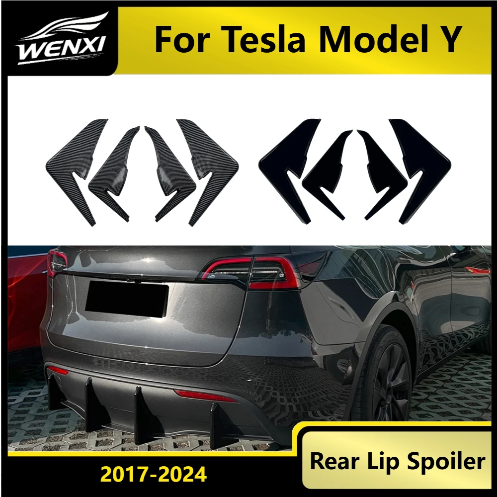 

Rear Lip Spoiler For Tesla Model Y 2017-2024 Black Lower Lip Splitter Car Body Kit Exterior Modification ﻿WENXI
