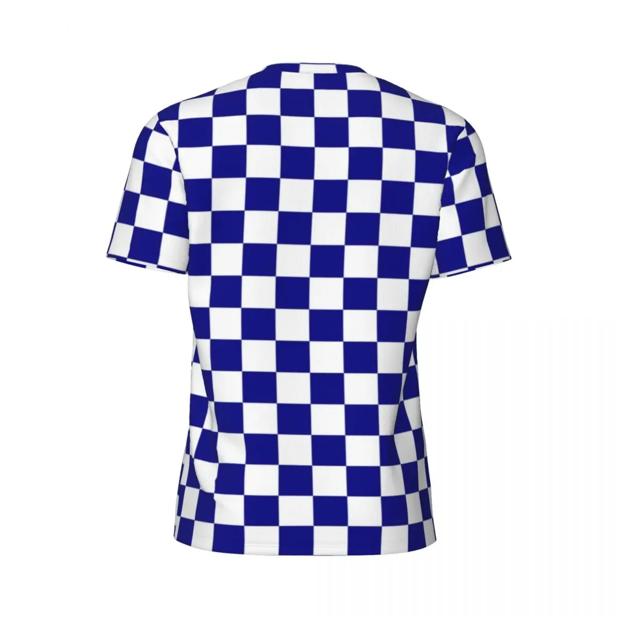 Blue And White Checkerboard Sports T-Shirt Racing Flag Checkered Popular T-Shirts Men Y2K Tee Shirt Summer Short Sleeve Clothes