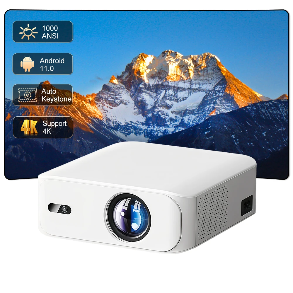 Upgraded Touyinger L9W Ultra 4K Portable Mini Projector Android 1080P Full HD 2G 1000 ANSI Lumens Auto Focus LED Home Theater