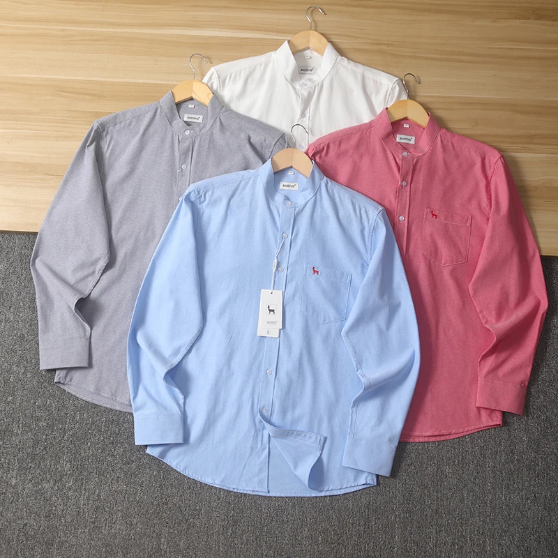 High Densi из чистого хлопка, ткань быка, длинный све, мужской утюг, весенне-осенний воротник-стойка, цвет, универсальный, моющийся