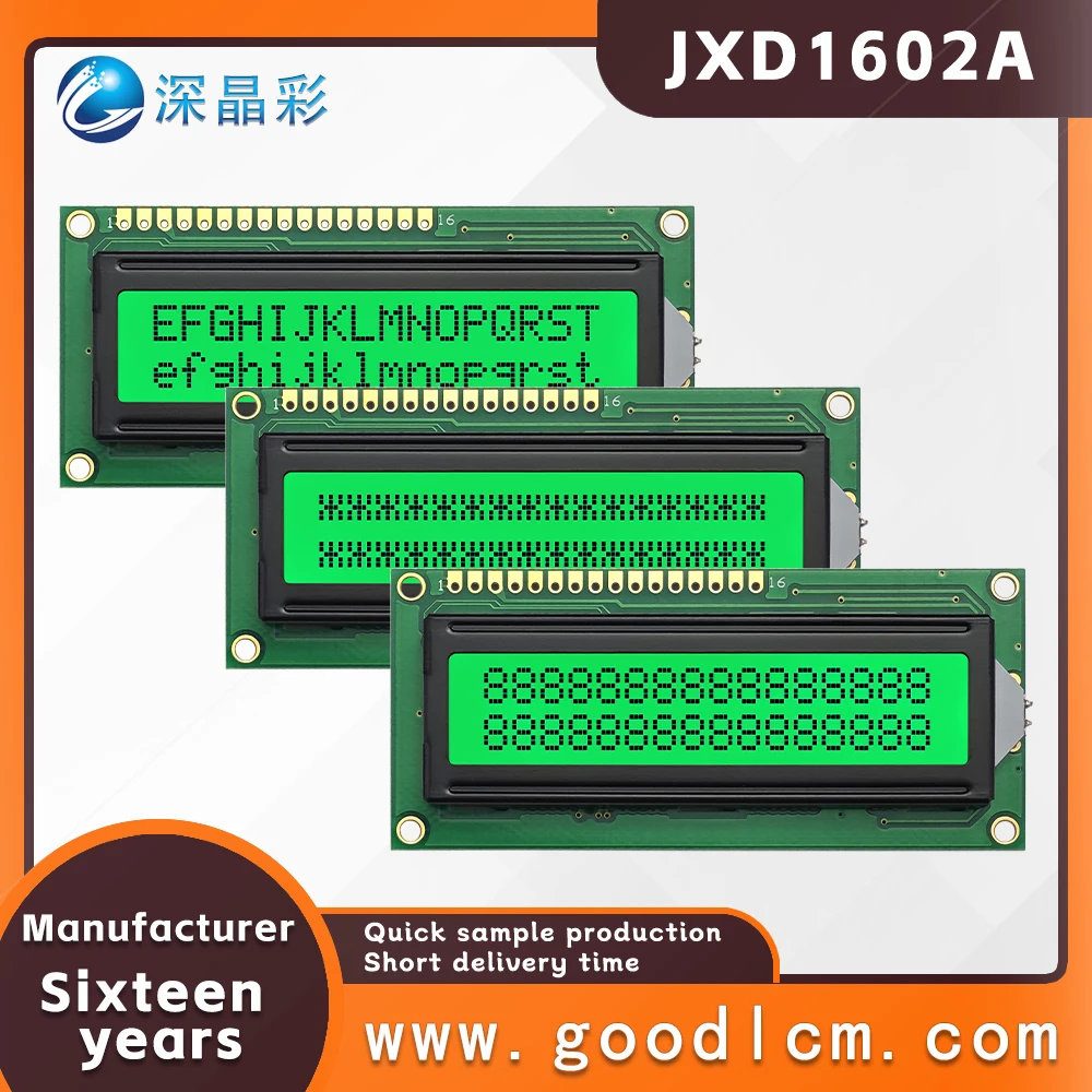 Russian language LCD screen JXD1602A STN Green Positive 16X2 character screen high standard industrial LCM display module