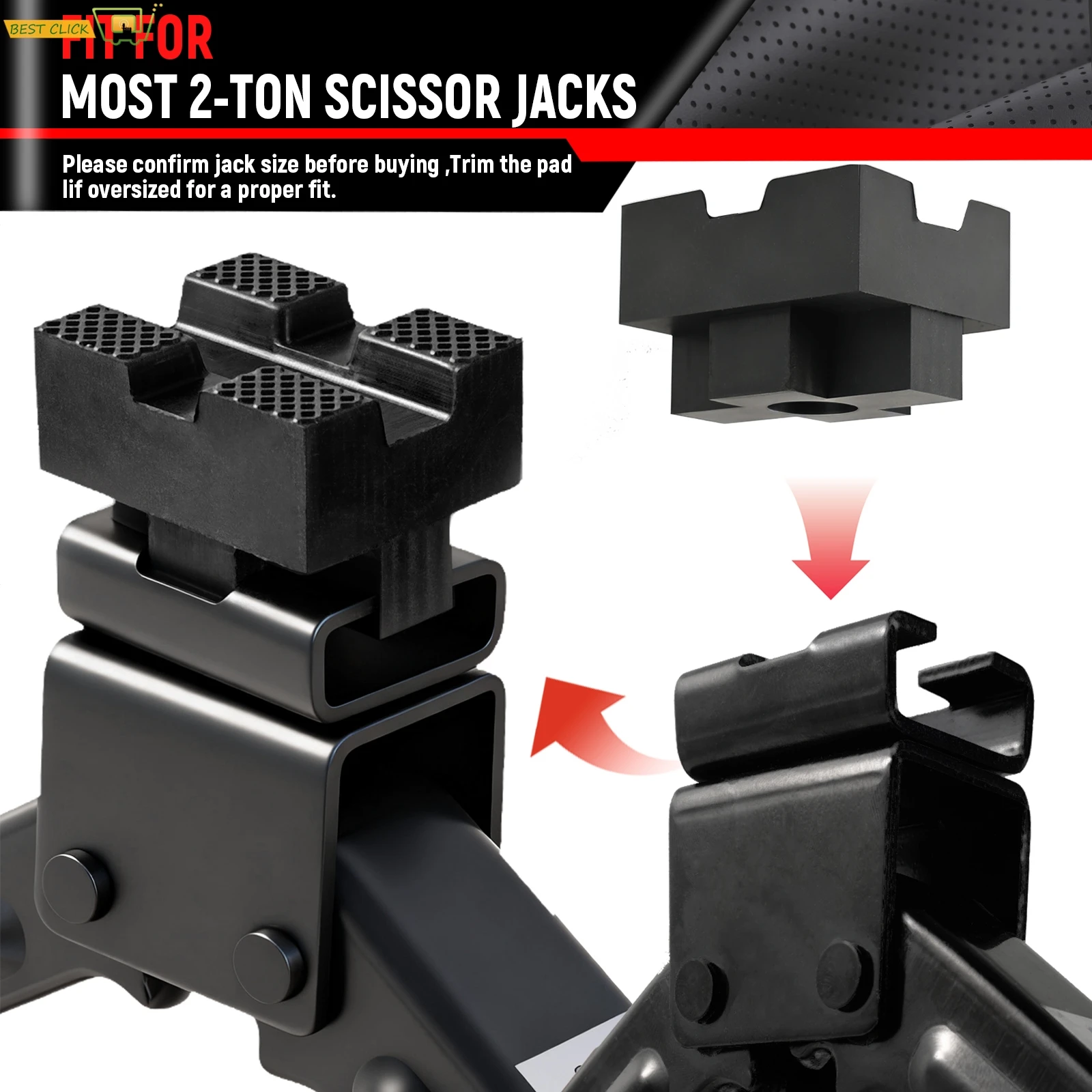 Universal Heavy Duty Rubber Scissor Jack Pad Adapter Protects Your Car SUV Truck Pinch Weld From Scratches During Tire Change