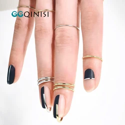 Trendy Nail Rings for Women Girls Metal Line Thin Fake Nails Protective Cover Fingertip Korean Ring Wedding Gifts Gothic Jewelry