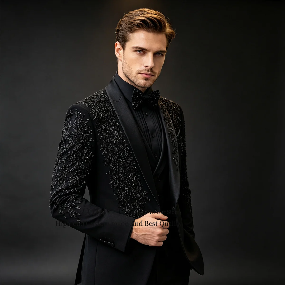 Sparkly Crystals Diamond Men Suits 3 Pieces Set Wedding Party ropa hombre Formal Business Customized Groom Party Male Blazers