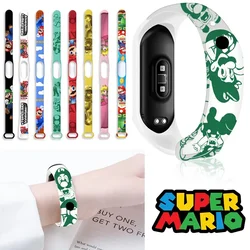 Super Mario Bros Anime Strap for Xiaomi MI Band 7 6 5 4 3 NFC Wristband Cartoon Print Replacement Cute Kid Watchband Accessories