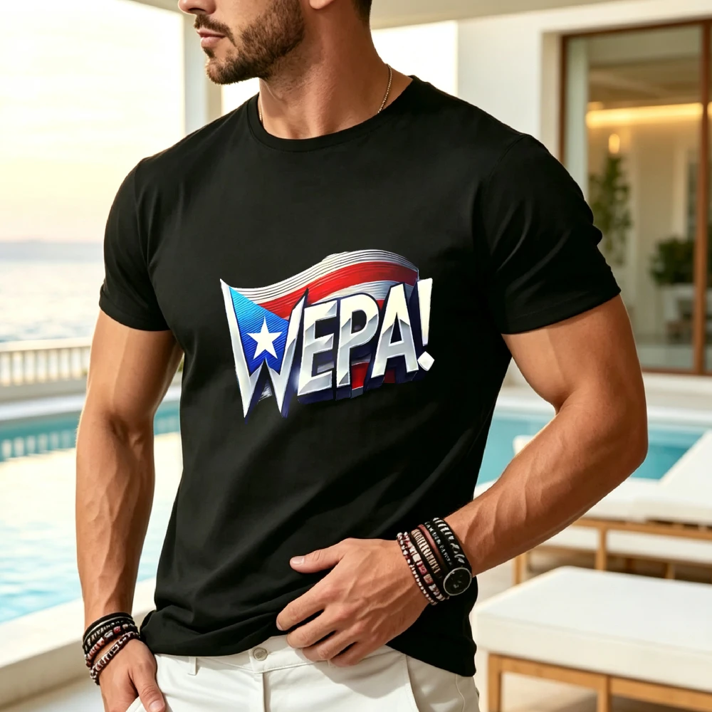 Wepa! Graphic Tee - Stylish Crew Neck Cotton Shirt, Soft and Comfortable Fit - Perfect for Celebrating Puerto Rican Culture, Casual Wear for Parties, Family Gatherings, and Festivals, a Great Gift for Friends and Loved Ones!