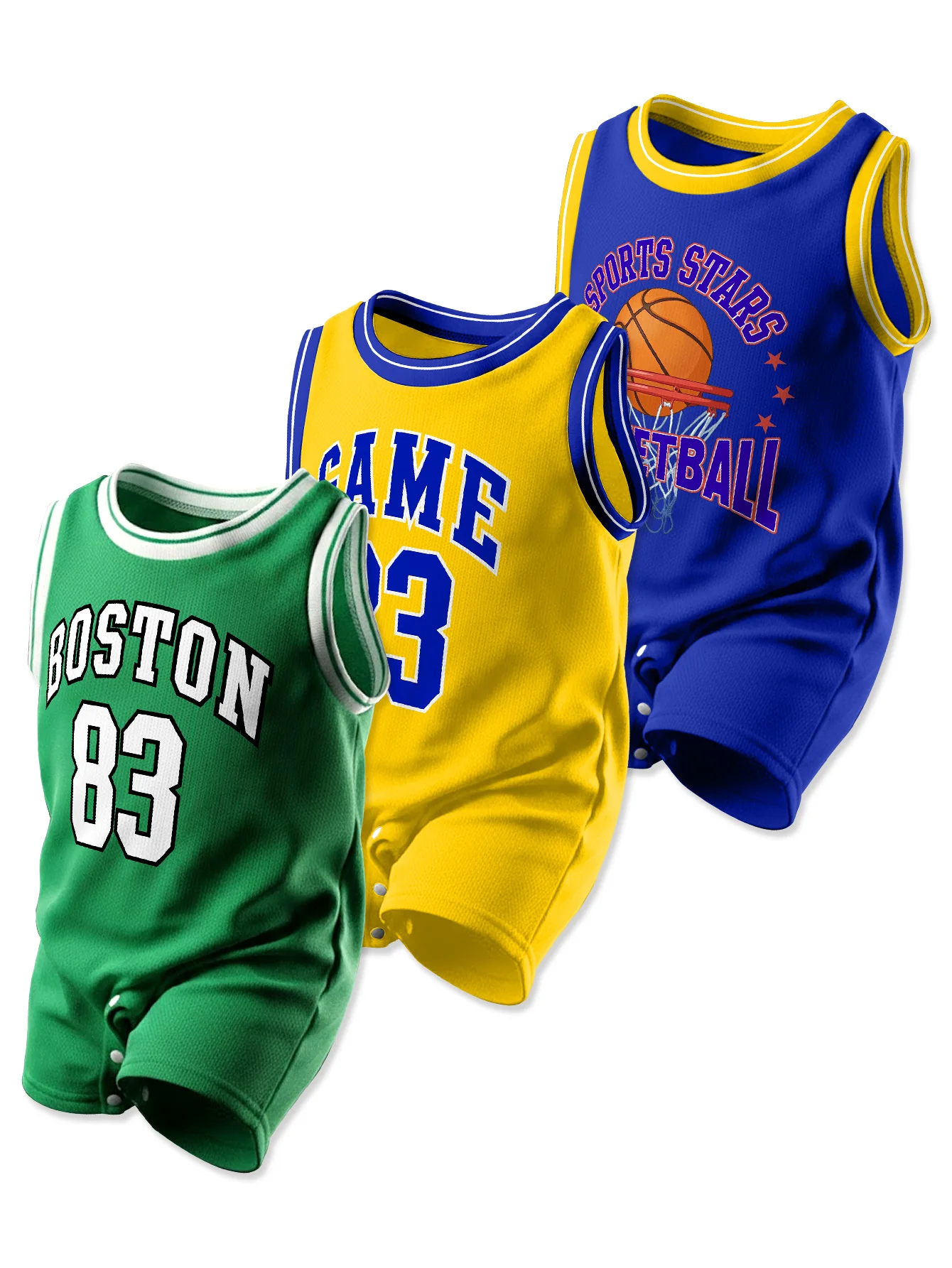 3-Piece Set Baby Boy Sports Dry Quick-Dry Vest Jersey Onesie Outfit for Outdoor Scenarios