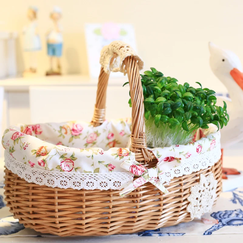 

Rattan Storage Portable Bamboo Shopping Vegetable Wicker Picnic Gift Pastoral Small Flower Basket Egg Water