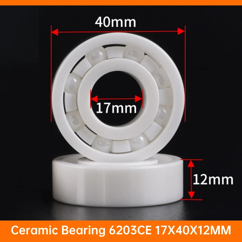 

1PCS 6203CE OPEN 6203-2RS Double Sealed 17x40x12 MM Waterproof zirconia Ceramic Bearing Thin-wall Deep Groove Ball Water-sealed