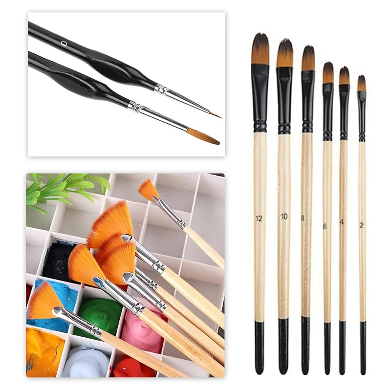 AC23-32Pcs فرشاة الطلاء بالألوان المائية فرشاة الاستنسل فرشاة Fineliner للألوان المائية الغواش النفط اللوحة المنمنمات