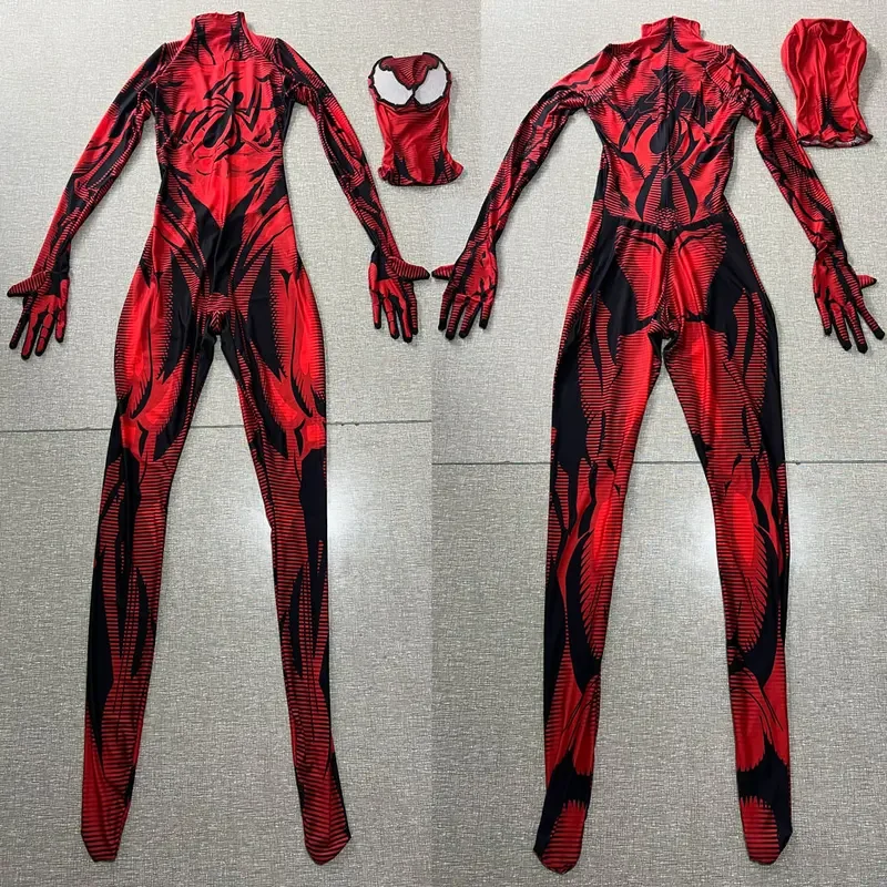 Halloween scarlet spider super-herói cosplay traje completo do homem aranha bodysuit zentai segunda macacões @ 0z *