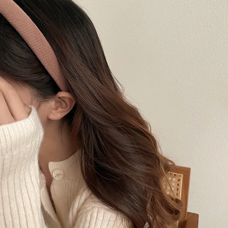 Minimalist Letter Headband Sponge Design Brown Black Pink Colors For Women Simple Everyday Hair Band Gift