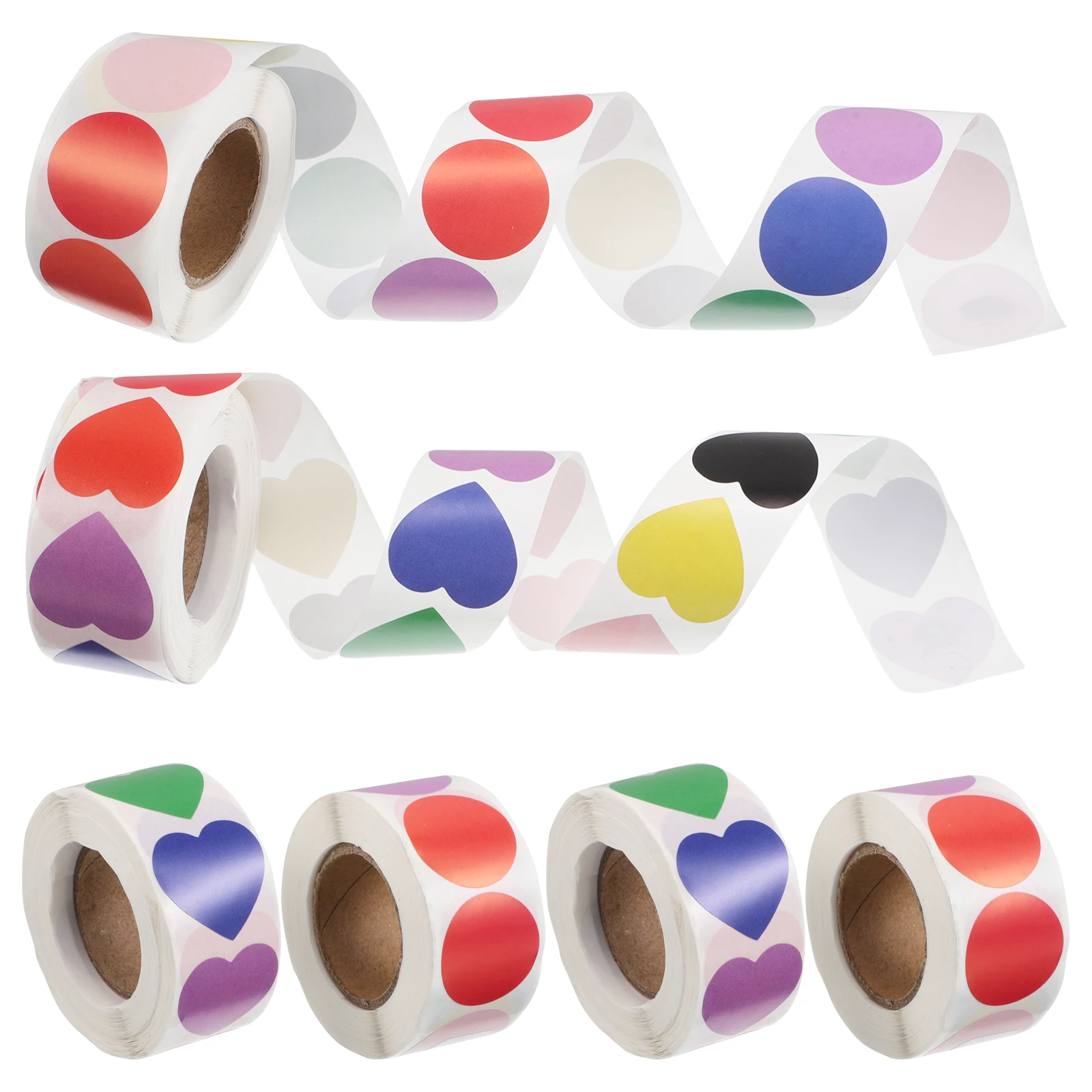 

6 Rolls Color Stickers Decorative Diary Colorful Heart-shaped for Scrapbooking Copper Plate Small Decoration Child