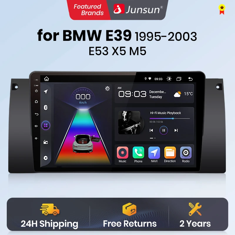 Junsun V1 AI Voice Wireless CarPlay Android Auto Radio for BMW 5 E39 1995 - 2003 E53 X5 M5 4G Car Multimedia GPS 2din autoradio