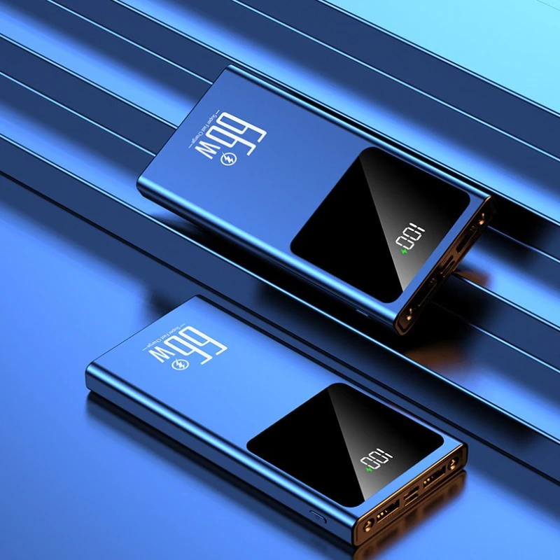 بنك طاقة مضيء محمول 66 وات 10000 مللي أمبير في الساعة شحن سريع لهواتف iPhone/Xiaomi/Samsung بسعة كبيرة مع شاشة رقمية LED