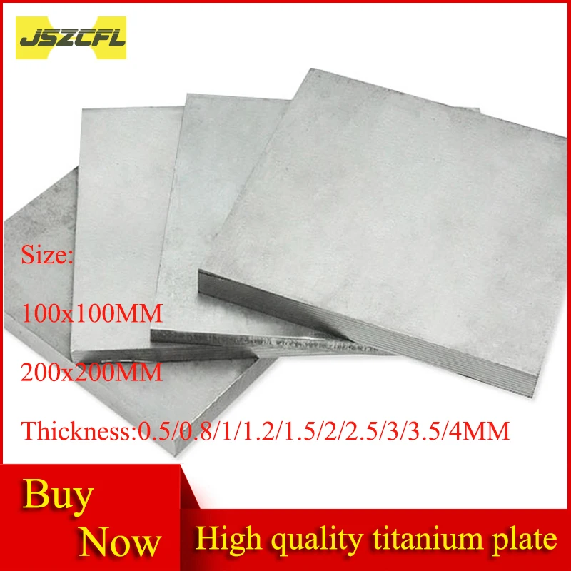 1PC Titanium Titan Ti Alloy Plate TC4 GR5 0.3/0.4/0.5/0.8/1.0/1.2/1.5/2/2.5/3/3.5/4/5mm Thickness Sheet Plate 100x100 200x200mm