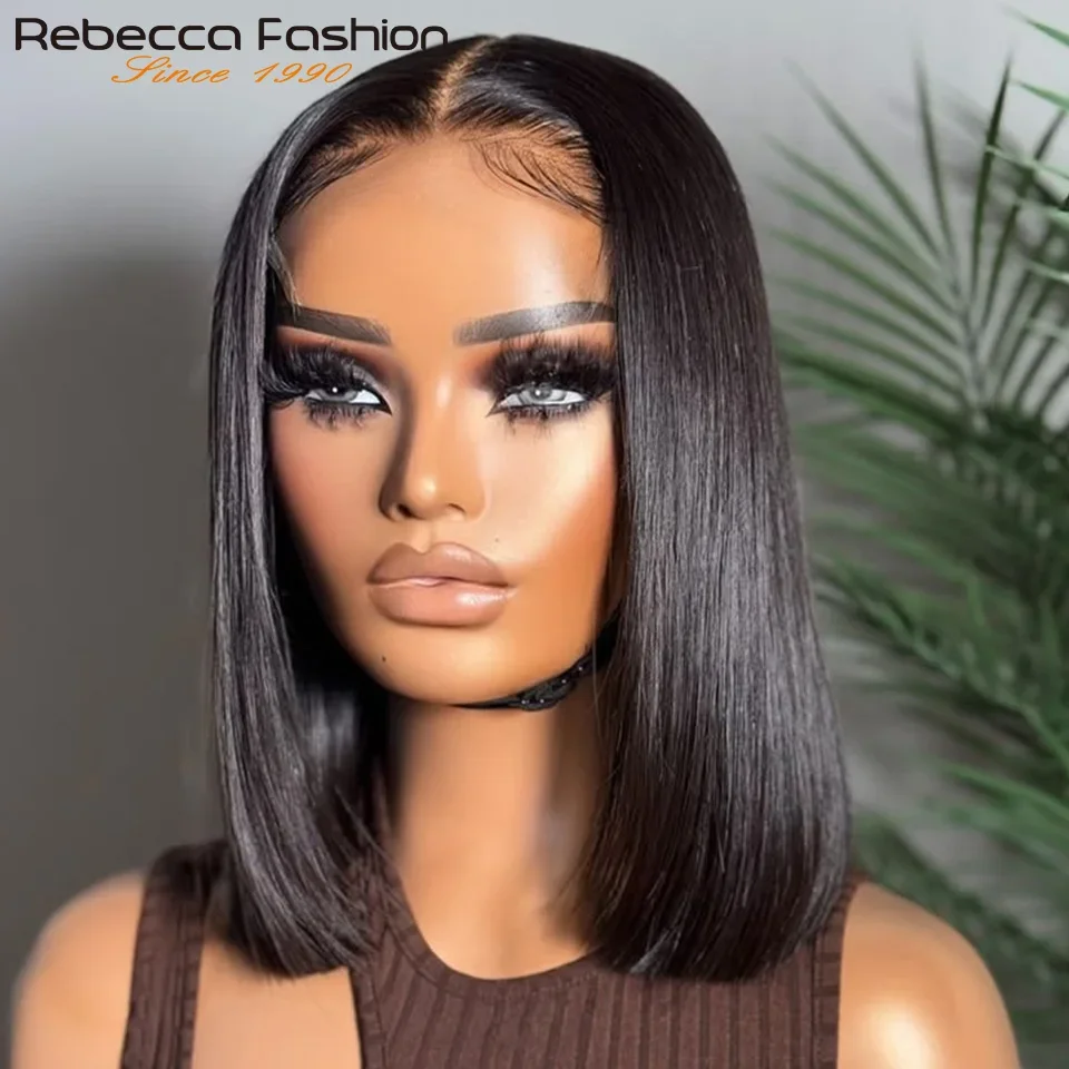 Straight Bob Wig 4C Hair Human Hair 13x5x1 Front Lace Straight Bob Wigs Black 99J Short Bob Wig Middle Part 100% Human Hair Wig