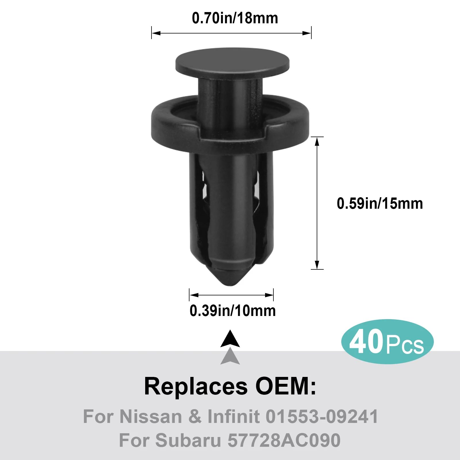 40x Bumper Cover Push Type Retainer Clip for Nissan 01553-09241 240SX Maxima Rogue Altima for Subaru Forester Impreza WRX