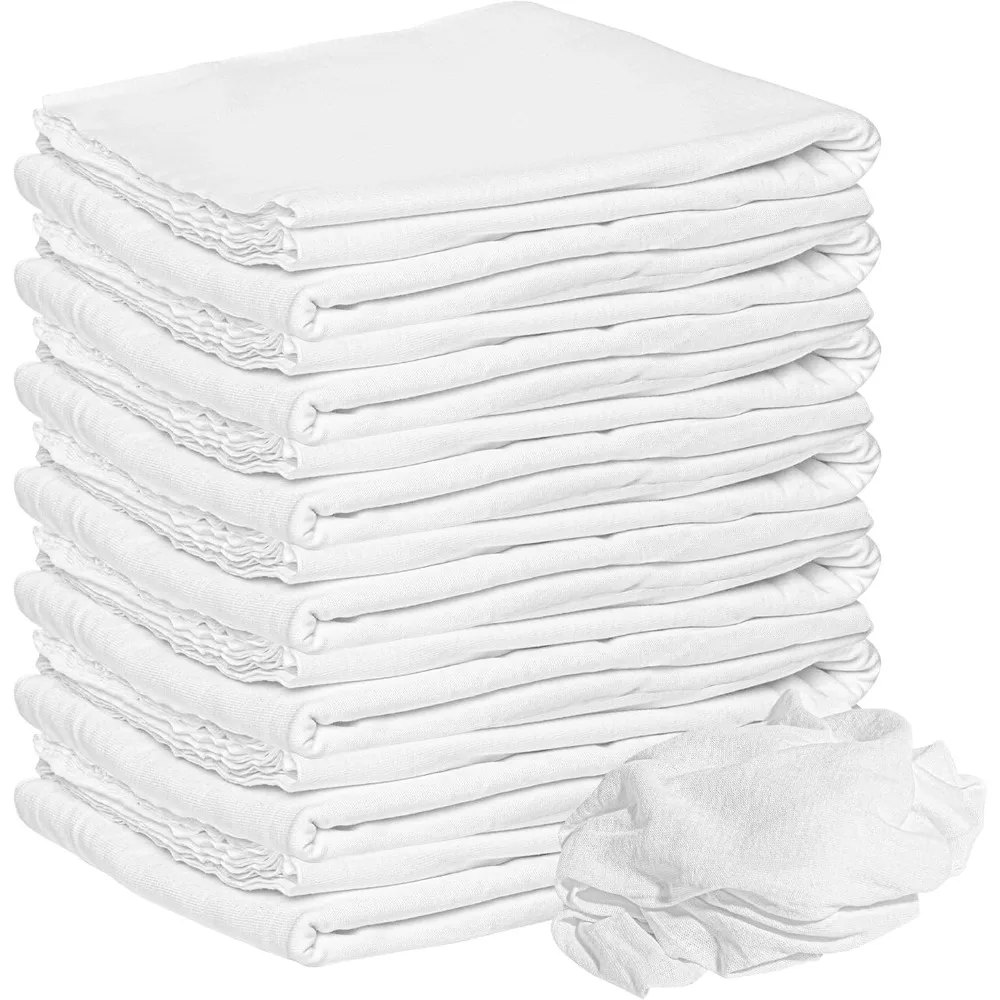 

Lint Free Cotton Cleaning Cloths 75 Pack 18x18 White Rags for Dusting Polishing Painting