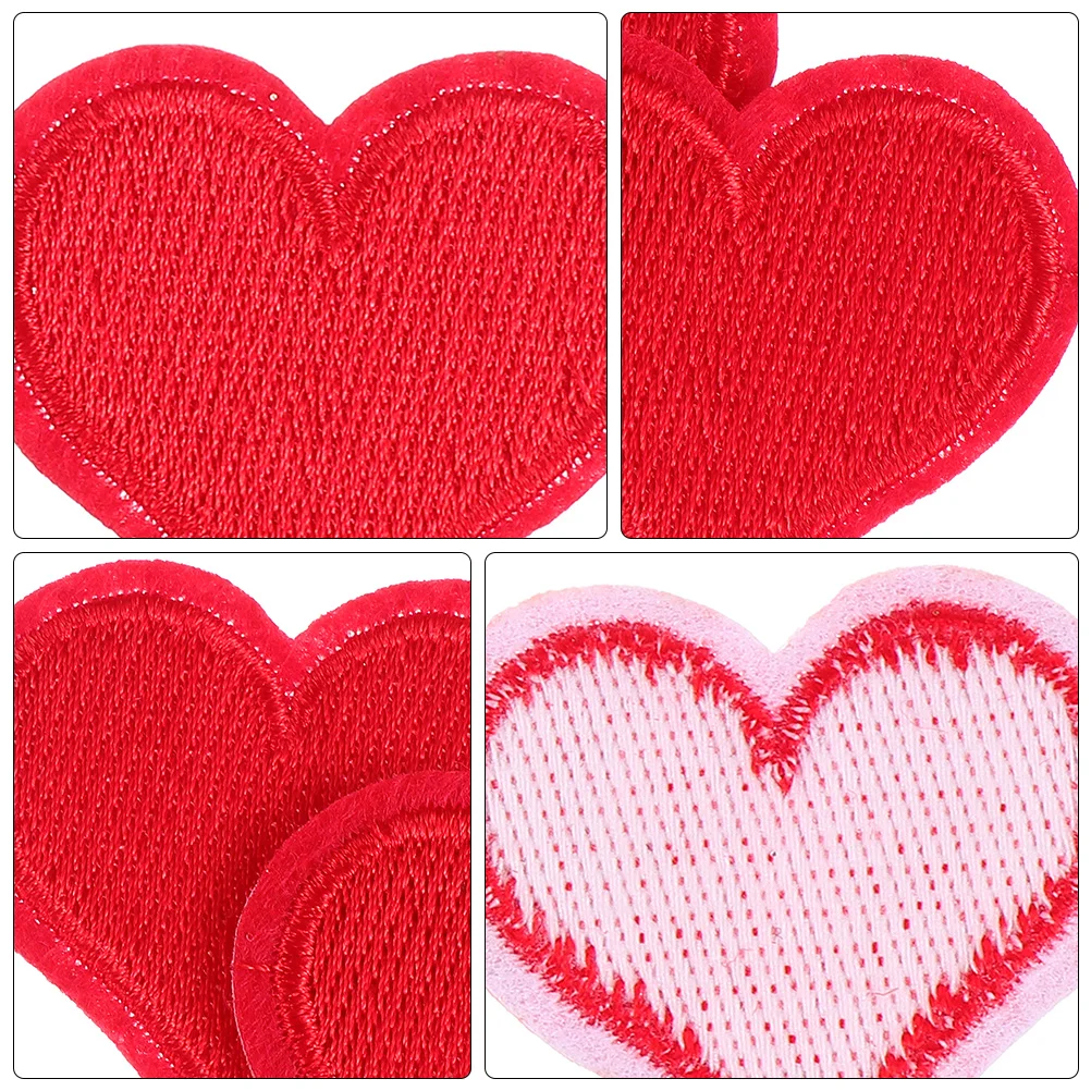 

30 Pcs Stickers Heart-shaped Cloth Patch Embroidery Patches Clothing Clothes Costume Decor Appliques Red