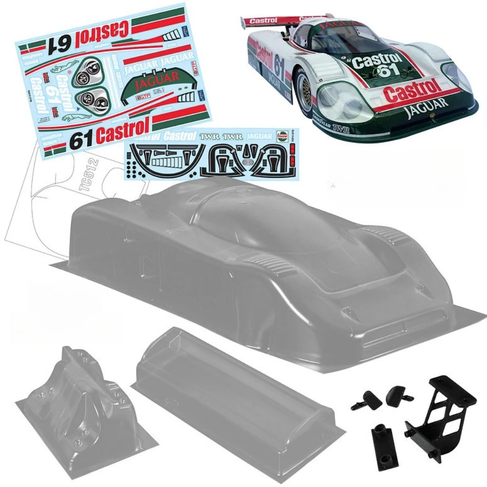 Scale 1/10 Juguar XJR12 Clear body shell set fit RC Drift Chassis 257mm Wheelbase Tamiya tt01 tt02 Kyosho fazer mk2 Yokomo mst